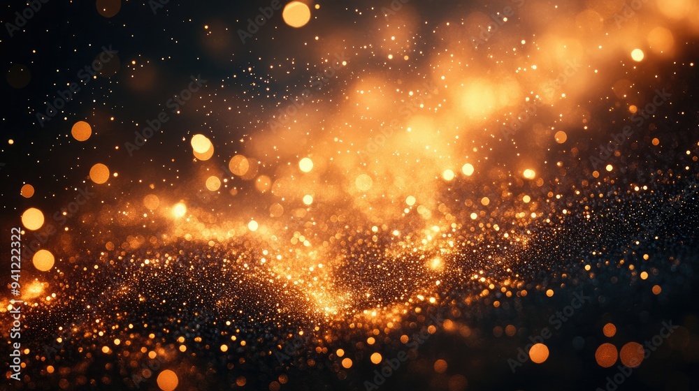 Golden bokeh lights creating a dreamy sparkling background Golden bokeh lights creating a dreamy sparkling background