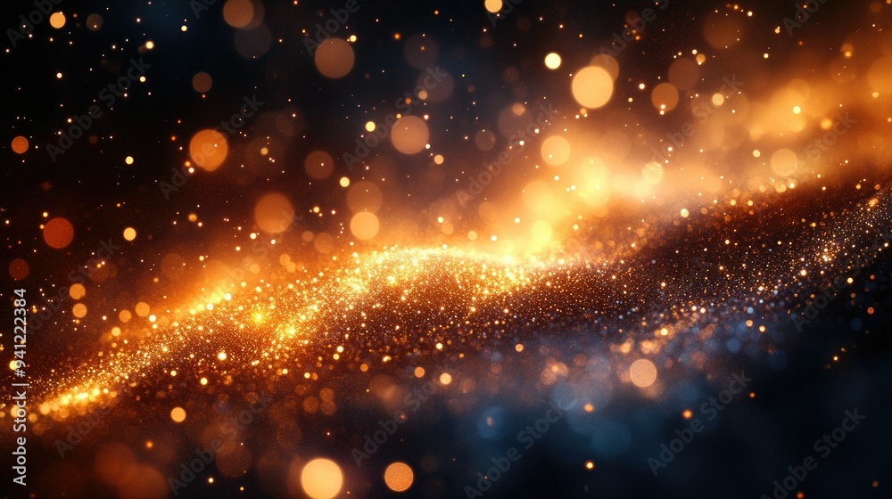 Golden bokeh lights creating a dreamy sparkling background Golden bokeh lights creating a dreamy sparkling background