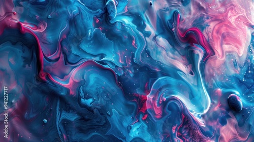 Abstract art background with fluid paint swirls and vibrant colors