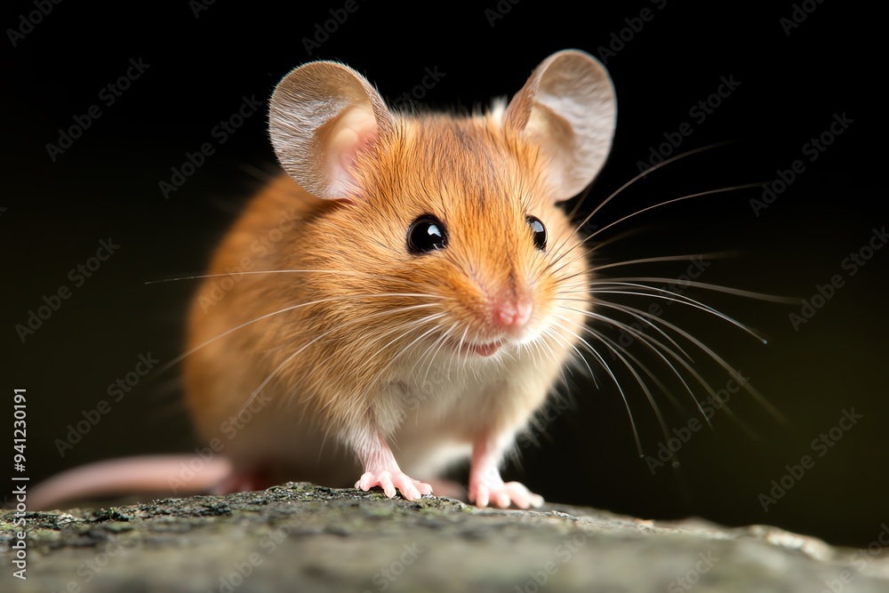 A cute brown mouse with large ears and curious eyes, sitting on a rock, perfect for nature and wildlife photography. A cute brown mouse with large ears and curious eyes, sitting on a rock, perfect for nature and wildlife photography.