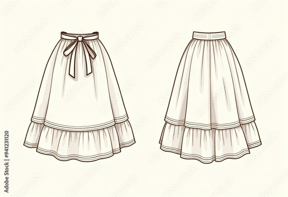 Vector Template of a Women's Circle Skirt: Front and Back View Vector Template of a Women's Circle Skirt: Front and Back View