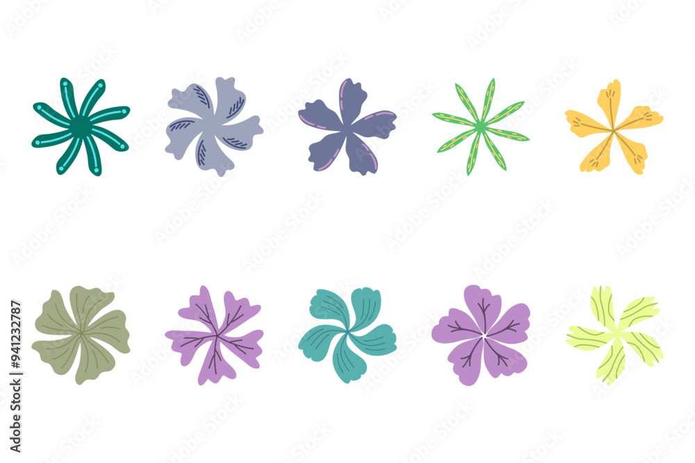 Flower icon set. Botanical floral design Flower icon set. Botanical floral design