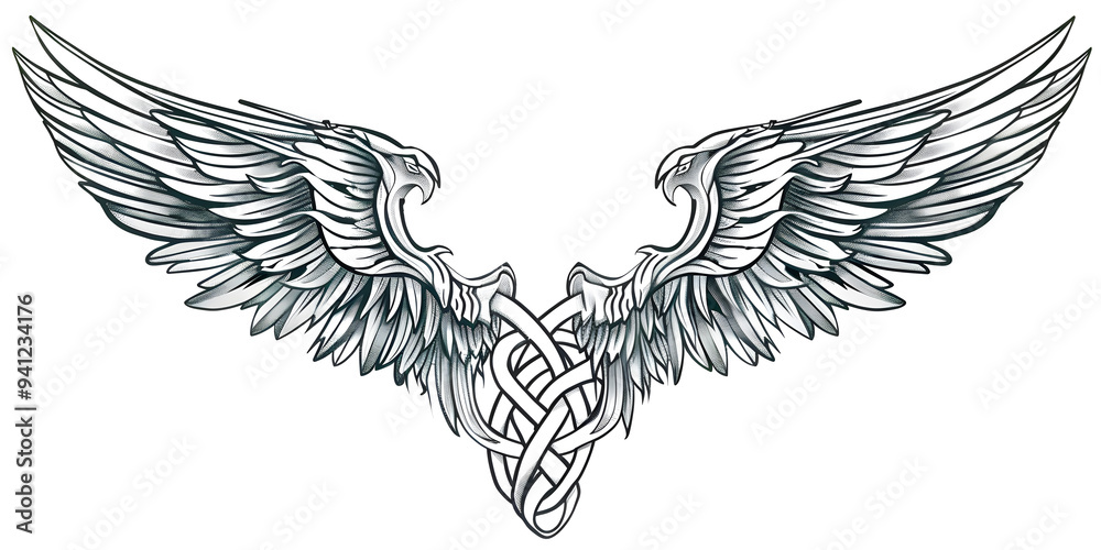 Obraz premium Angel Wings very simple traditional tattoo flash styles illustration