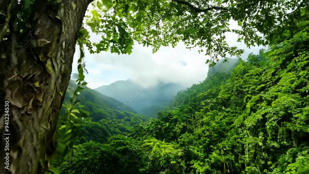 Exploring the lush green rainforest with towering trees and vibrant foliage in the morning light Exploring the lush green rainforest with towering trees and vibrant foliage in the morning light