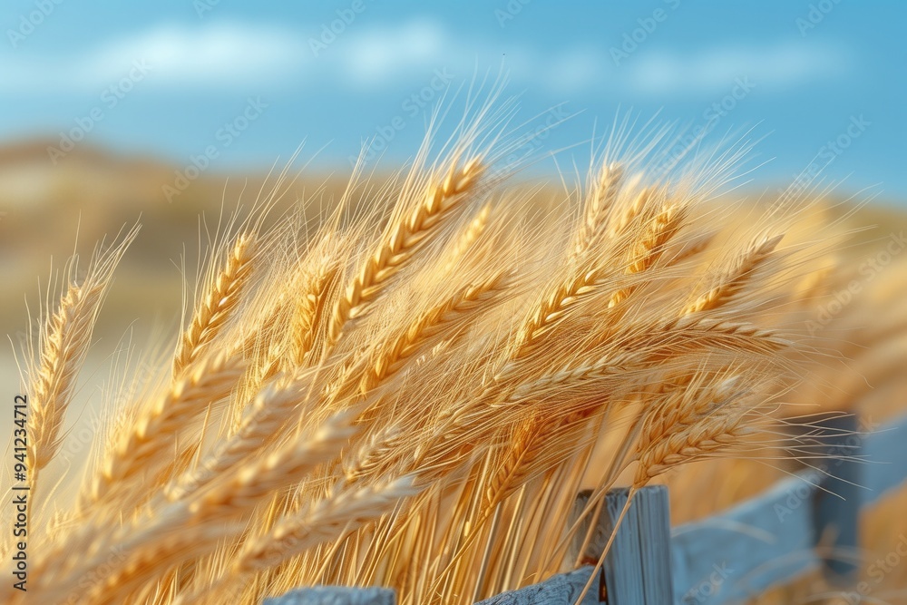 Soft focus of wind gently swaying tall blades of golden wheat in a field Soft focus of wind gently swaying tall blades of golden wheat in a field