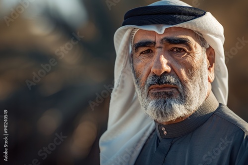 Mature arabic man wearing traditional clothes photo