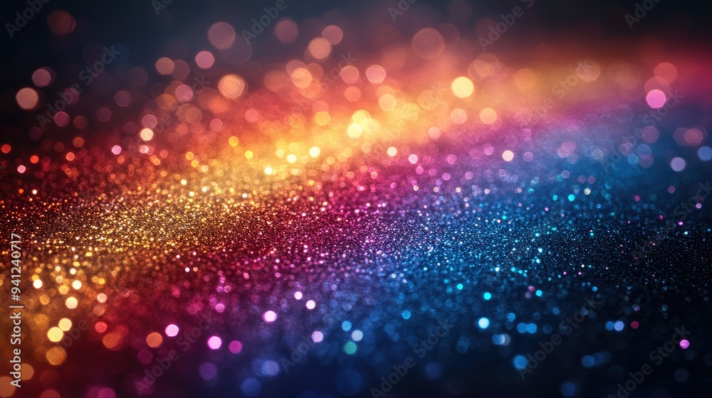 Obraz premium Rainbow sparkles on a dark, elegant background