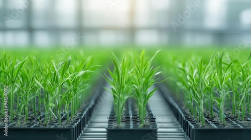 Close-up of bioengineered crops in a lab, representing advancements in agricultural genetics