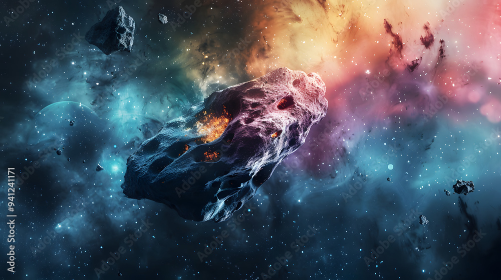 Fototapeta premium Asteroid Space Element Watercolor Style