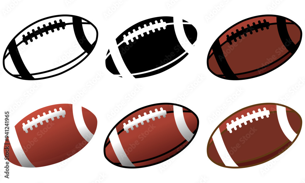 Set of American Football graphic elements in various styles