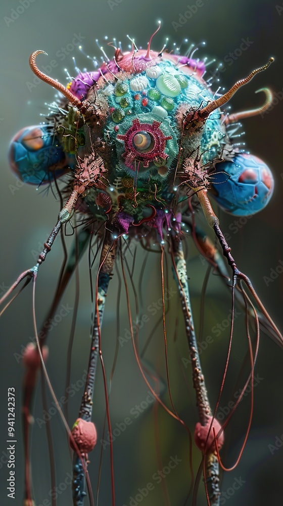 Fototapeta premium Biomechanical Creature: A Surreal 3D Render