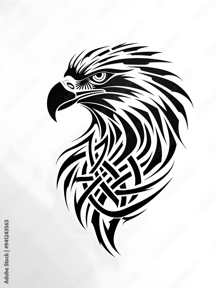 Fototapeta premium Bald Eagle head very simple traditional tattoo flash styles illustration