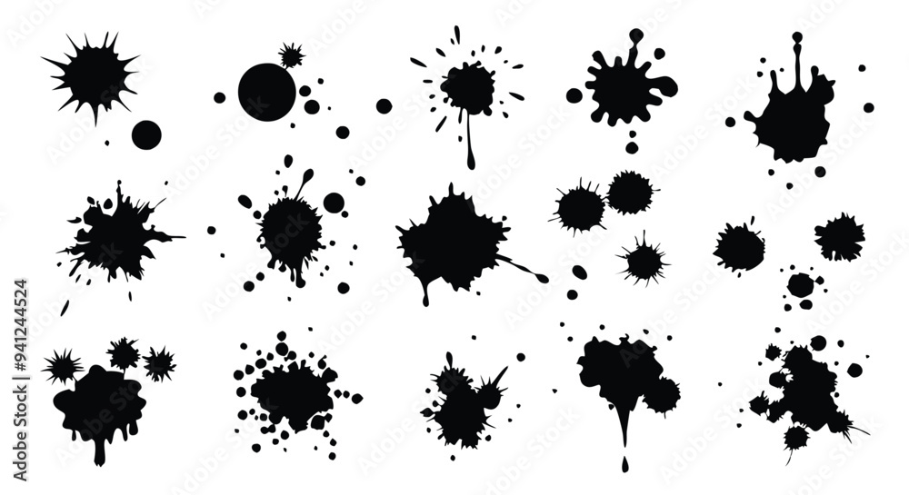 Ink Drops and Splashes Vector Collection | Ink Blots, Drips, and Splatter Design Ink Drops and Splashes Vector Collection | Ink Blots, Drips, and Splatter Design