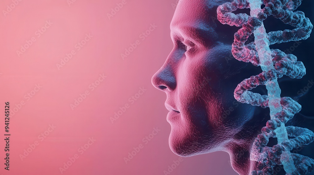 Digital human genome floating in a virtual space, genetics in the digital age Digital human genome floating in a virtual space, genetics in the digital age