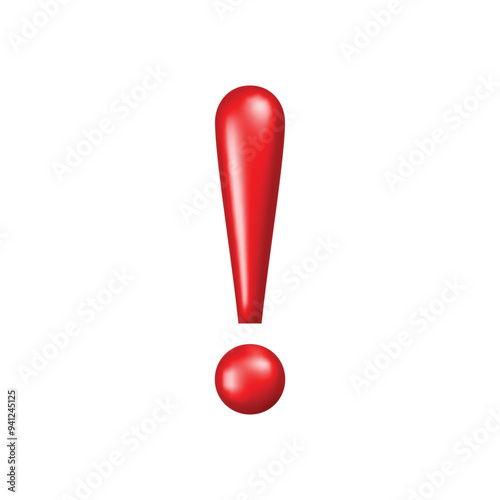 3d red exclamation, danger, alert, attention, danger, warning, caution, notice hazard notification symbol vector illustration