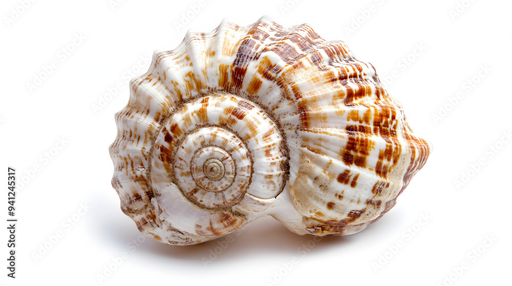 A close-up of a seashell with intricate brown and white patterns. The shell's spiral shape is a testament to nature's artistry. A close-up of a seashell with intricate brown and white patterns. The shell's spiral shape is a testament to nature's artistry.