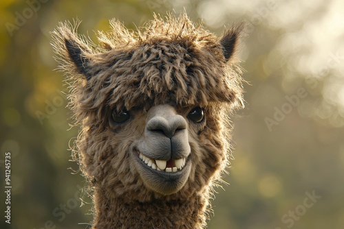 A close-up portrait of a wild animal with funny hair photo