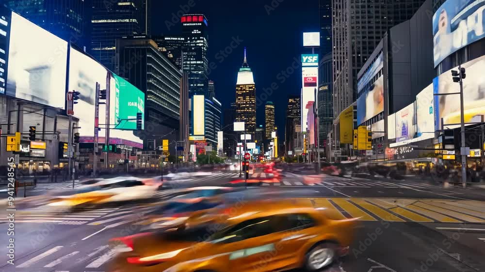 Timelapse of Times Square Traffic: Capturing the Energy and Movement of the City at Night