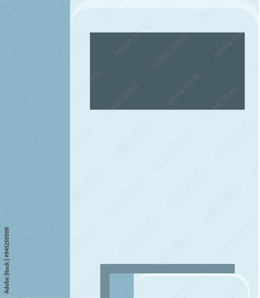 Modern payment terminal accepting a contactless payment in a blue and white design