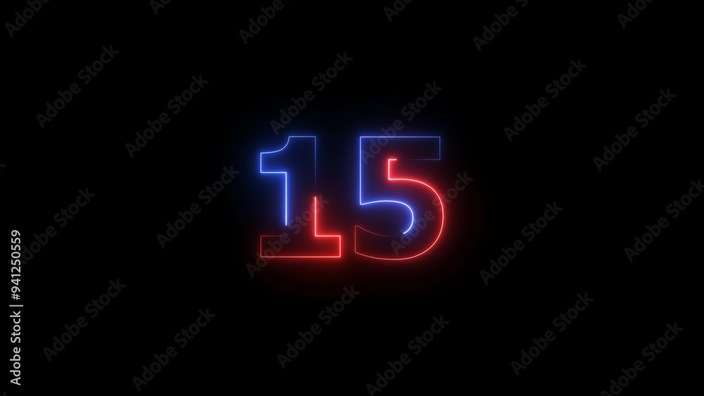 Abstract neon countdown 15 number text background illustration. Abstract neon countdown 15 number text background illustration.