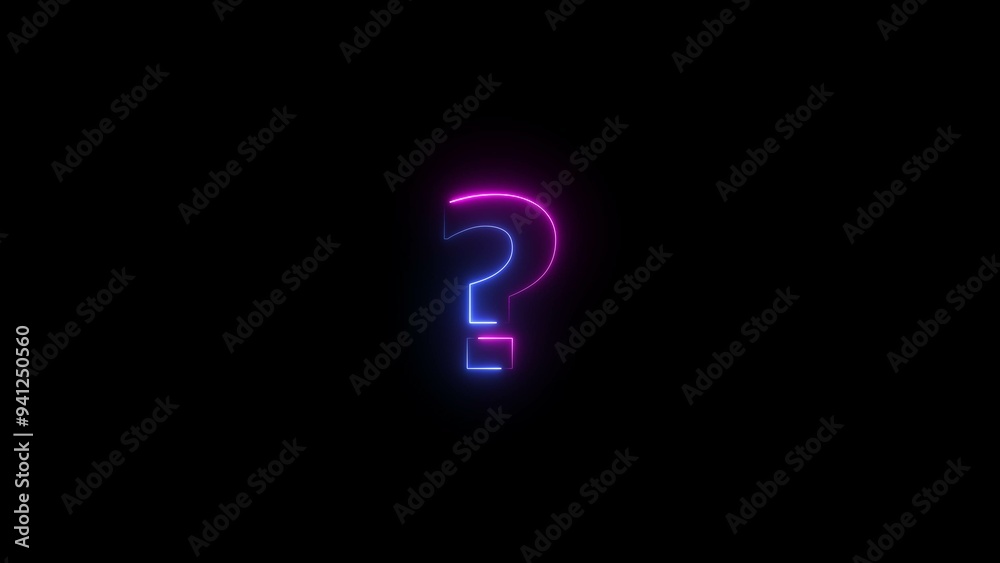 Abstract Neon question marks icon illustration, on black background. Abstract Neon question marks icon illustration, on black background.