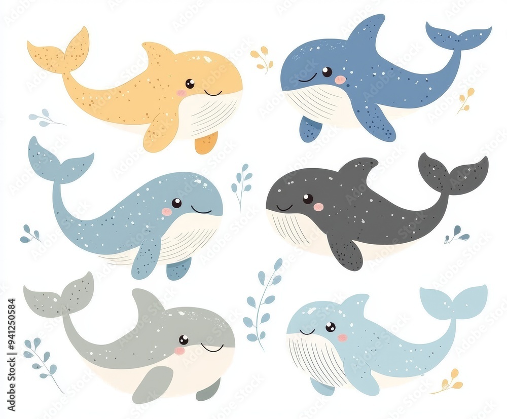 Set of cute north sea animals. Set of nautical creatures. Adorable collection of marine characters. Set of cute north sea animals. Set of nautical creatures. Adorable collection of marine characters.