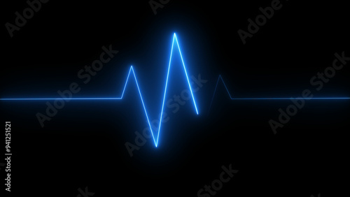 Abstract Neon Heartbeat line concept illustration. Medical Heartbeat pulse line background.