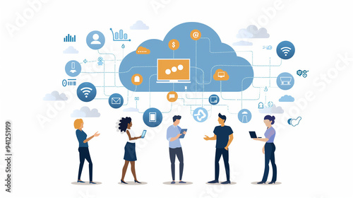 A Business Communication Themed Picture: Digitalization, Cybersecurity, Cloud Computing, Web Service, SAAS, IT