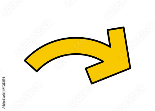 Arrow icon. Vector yellow right arrow icon.