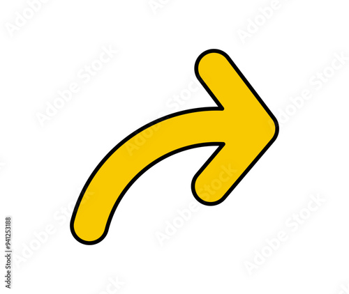 Arrow icon. Vector yellow right arrow icon.