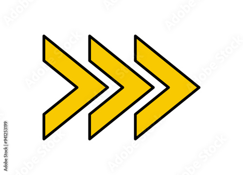 Arrow icon. Vector yellow right arrow icon.