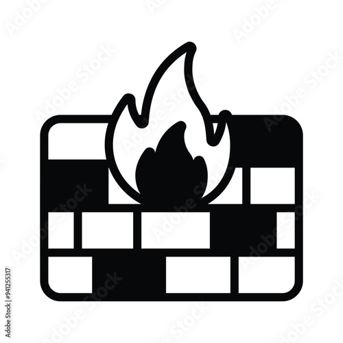 Internet security, icon of firewall in modern style