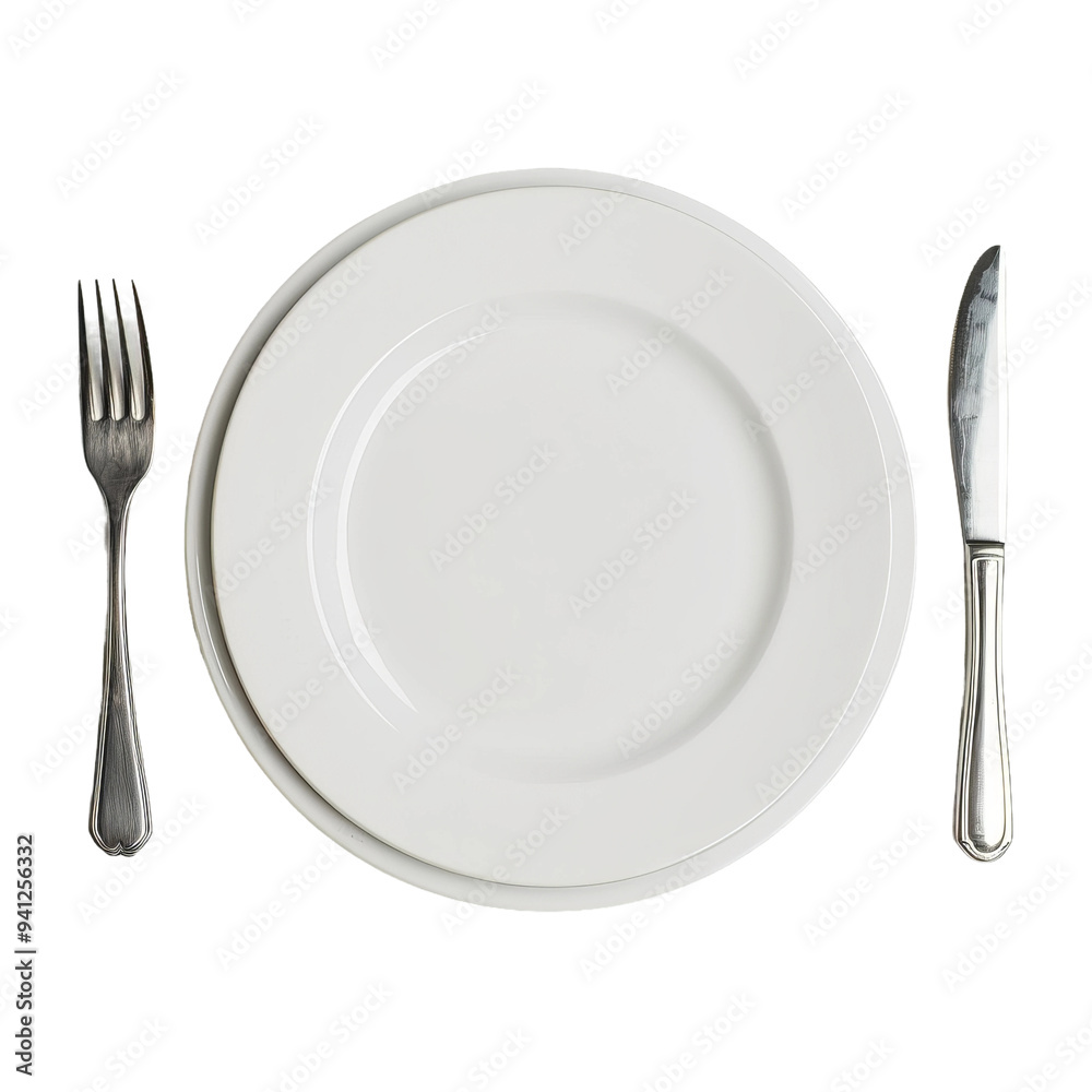 fork and knife on white plate fork and knife on white plate