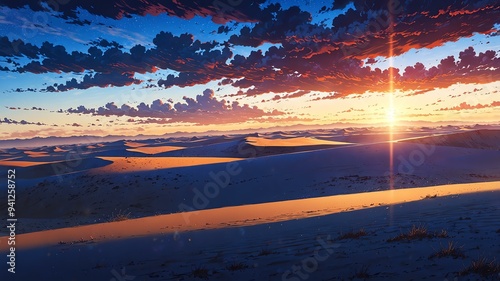 vast open desert with gentle dunes and a clear expansive background photo