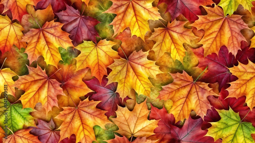 Seamless Beautiful Colorful Autumn Maple Leaves Texture with Realistic Patterns, High Resolution Seamless Beautiful Colorful Autumn Maple Leaves Texture with Realistic Patterns, High Resolution