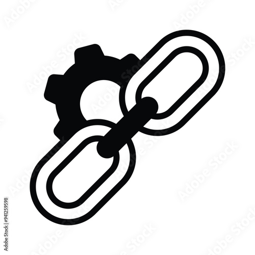 An icon representing link configuration, combining chain links and a gear symbol