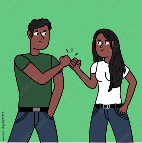 young black couple bumping fists.eps