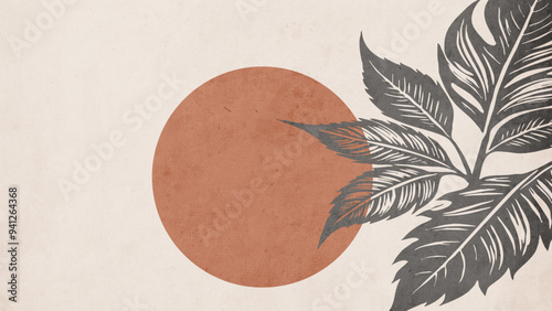 Botanical background. Abstract plant shapes. Minimalist illustration for printing on wall decorations.