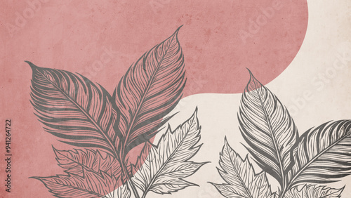 Botanical background. Abstract plant shapes. Minimalist illustration for printing on wall decorations.