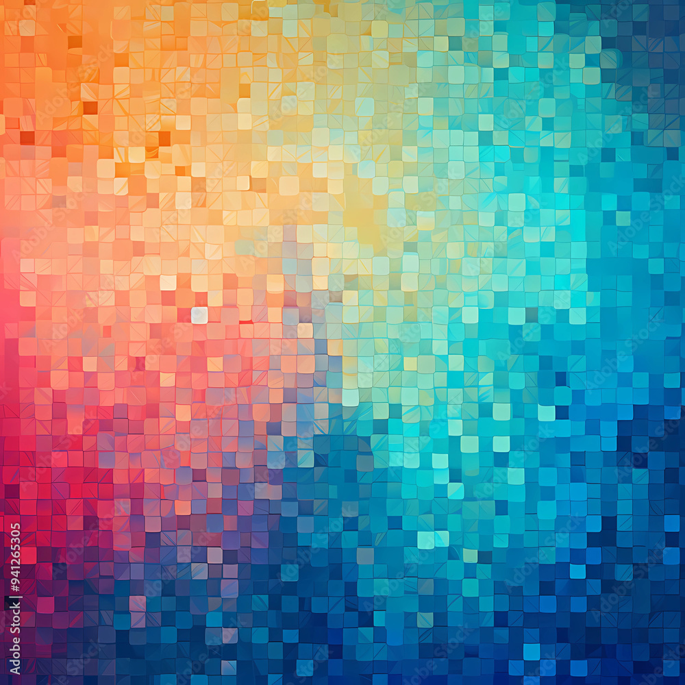Abstract orange and blue mosaic pixel pattern Abstract orange and blue mosaic pixel pattern