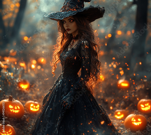 beautiful witch on Halloween