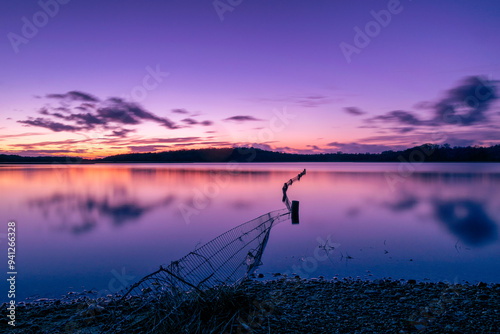 Sunset over Benacre Broad in Suffolk photo