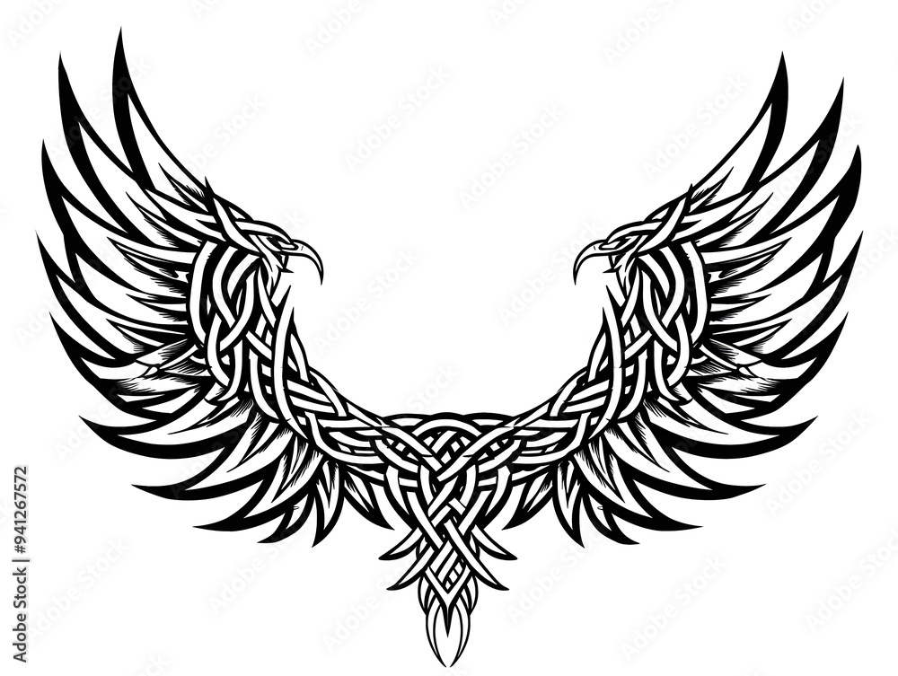 Obraz premium Bird Wings very simple traditional tattoo flash styles illustration
