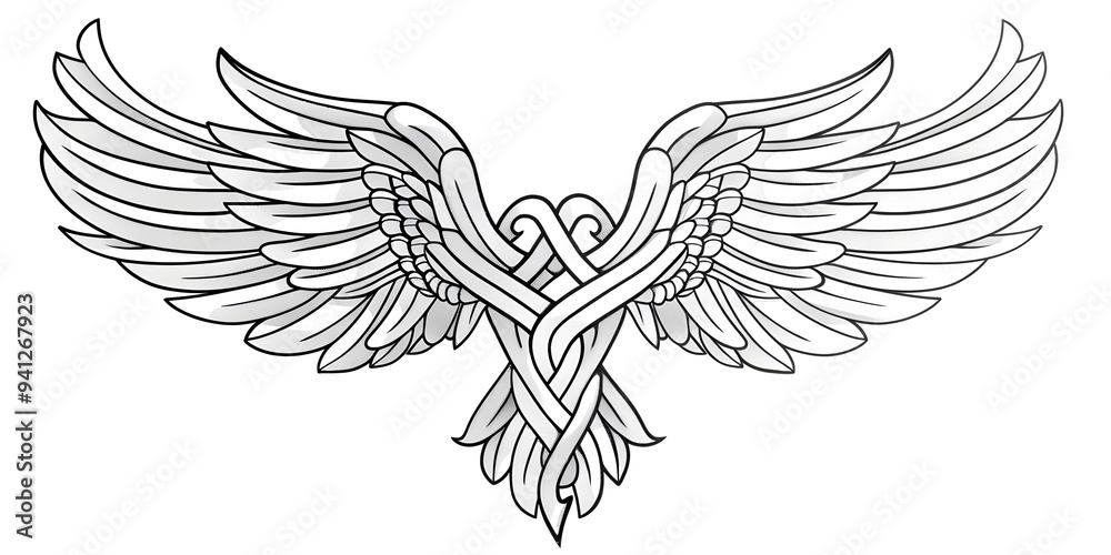Fototapeta premium Bird Wings very simple traditional tattoo flash styles illustration