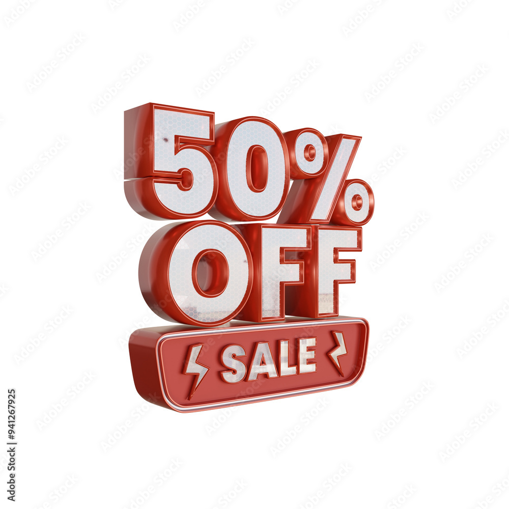 50% Off Sale Discount 3d Illustration, Fifty Percent Off Sale with Red and White Color 50% Off Sale Discount 3d Illustration, Fifty Percent Off Sale with Red and White Color