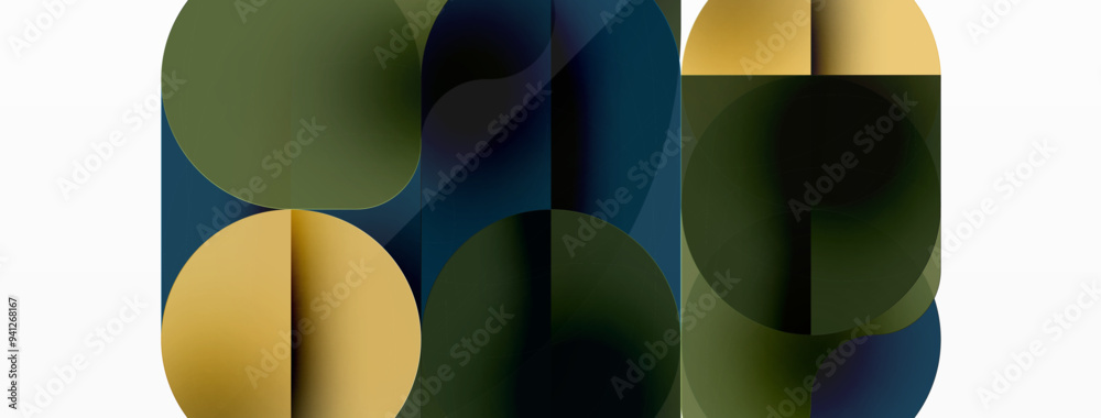 Circles and round shapes geometric minimal background. Transparent geometric shapes composition for wallpaper, banner, background or landing Circles and round shapes geometric minimal background. Transparent geometric shapes composition for wallpaper, banner, background or landing