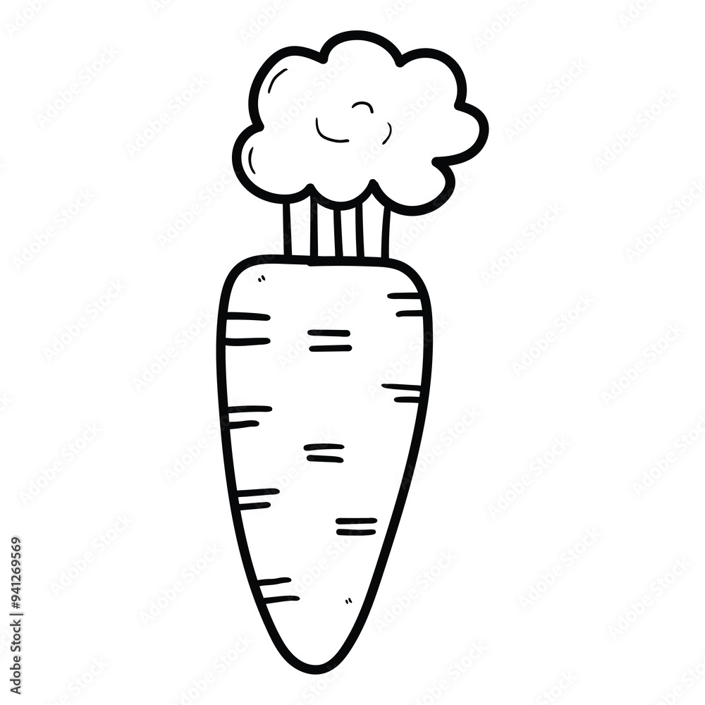 Hand drawn doodle carrot with leaves on white background. Hand drawn doodle carrot with leaves on white background.