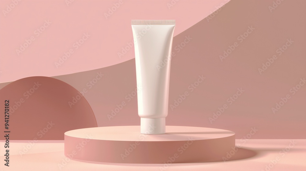Piece by mockup.Blank white tube template of medical or cosmetic product.Minimalistic white tube with skin care product on pink background and copywriting Piece by mockup.Blank white tube template of medical or cosmetic product.Minimalistic white tube with skin care product on pink background and copywriting