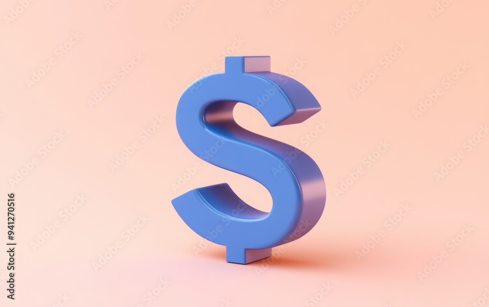 There is a blue dollar sign placed on a vibrant pink background There is a blue dollar sign placed on a vibrant pink background