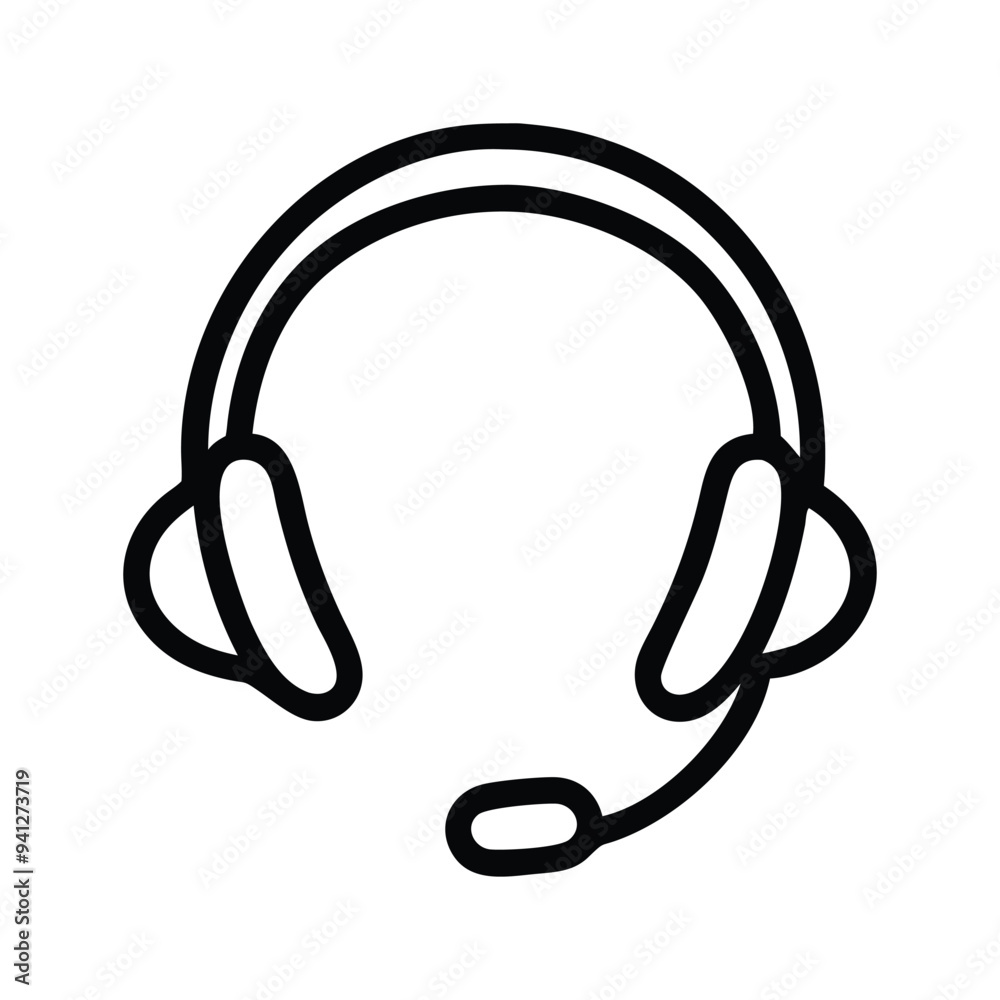 Business symbol outline, Business Icon Clipart - Customer Support Headset Icon illustration in black and white Business symbol outline, Business Icon Clipart - Customer Support Headset Icon illustration in black and white